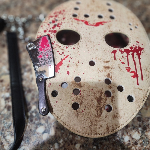 Dolls Kill Mask-Shaped Crossbody Bag in Cream and Red - Picture 5 of 11